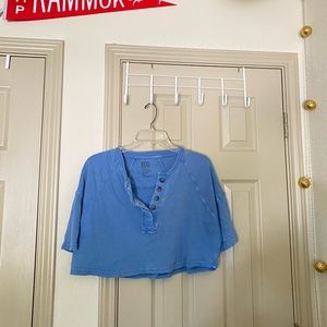 UO Blue Henley Crop Top